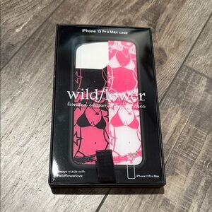 Wildflowers iPhone 13 Pro Max Case - Pink and Black Design
